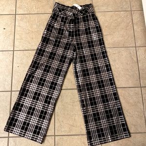 Wide-leg paper bag waist pants